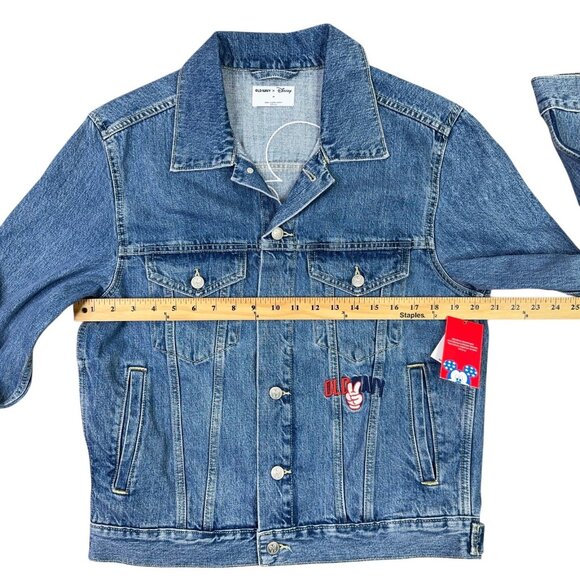 Old Navy X Disney Denim Jean Jacket Unisex M Blue Embroidered Mickey Mouse NWT - Picture 8 of 13
